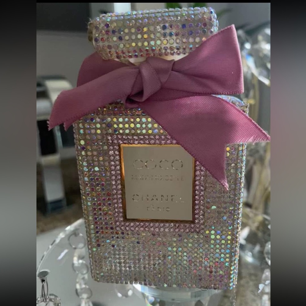 CHANEL Coco Mademoiselle bottle (empty)with Pink Ribbon and Rhinestones